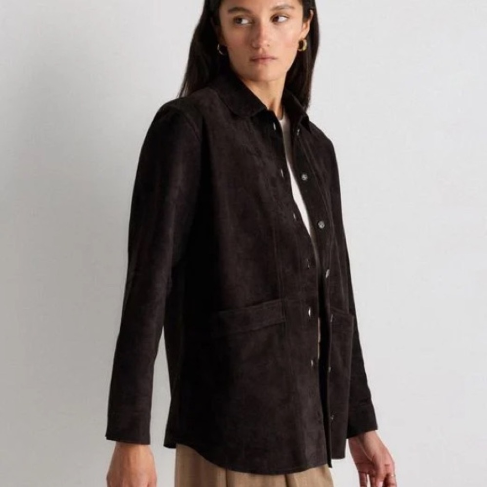 Quince Womens 100% Suede Chore Jacket Charcoal Black in M